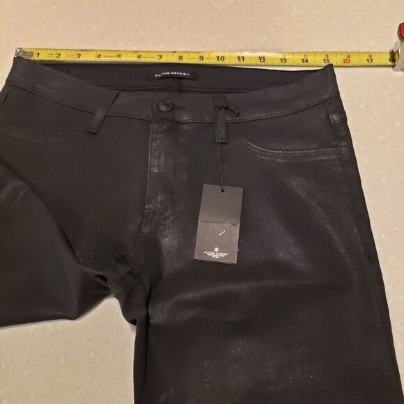 NWT Flying Monkey Black Waxed Coated High Rise Jeggings Jeans Sz 30 - Picture 9 of 11